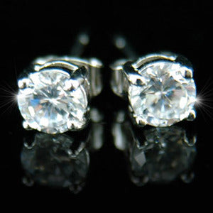 Cubic Zirconia Stud 18K White Gold Plated 6 mm Mens Earrings ME025