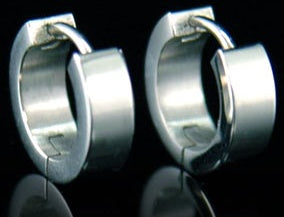 Mens Polished Stainless Steel Huggie Earrings ME048
