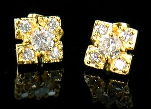 CZ Created Cubic Zirconia Bling Stud 18K Gold Plated Mens Earrings ME052