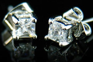 6 mm Cubic Zirconia Stud 18K White Gold Plated Mens Earrings ME183