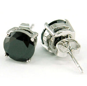6 mm Black CZ Created Cubic Zirconia Round Stud Mens Earrings ME050