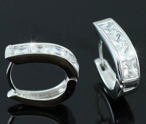 Cubic Zirconias Studs 18k White Gold Plated Mens Earrings ME248