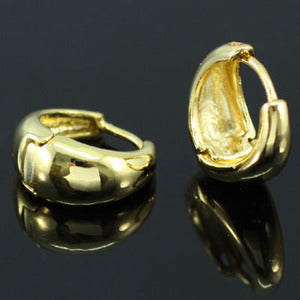 Plain Round Hoop 18k Gold Plated Mens Earrings ME260