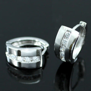 Cubic Zirconia Studs 18k White Gold Plated Mens Earrings ME262