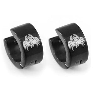 Black Spider Stainless Steel Hoop Mens Earrings ME265