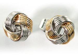 Hip Hop Silver & Gold Tone Twisted Knot 18k White Gold Plated Mens Earrings ME290