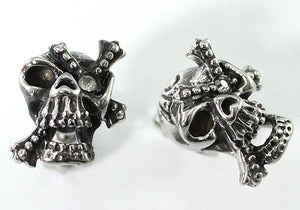 Halloween Skull Gothic Cross Cubic Zirconia Stud Steel Mens Earrings ME294