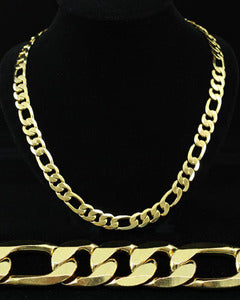 24" x 12mm Hip Hop Gold Plated Figaro Mens Necklace MN047