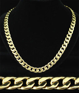 24" x 11 mm Hip Hop 18K Gold Plated Curb Links Mens Necklace MN052