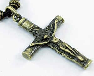 Halloween Brass Cross Jesus Mens Necklace Chain MN055