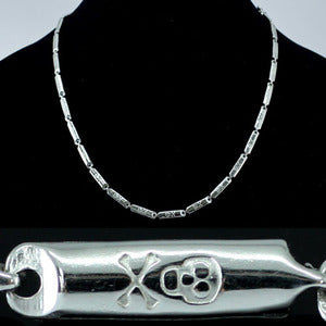 Skull Cross Bone Links Stainless Steel Mens Necklace Chain MN067