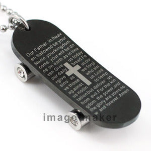 Black Cross Skateboard Stainless Steel Mens Pendant Necklace MP152