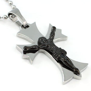 Religion Jesus Cross Stainless Steel Mens Pendant Necklace MP161