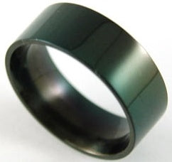 Biker Plain Black Solid Stainless Steel Mens Ring MR017
