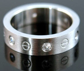 Mens CZ Created Studs Solid Stainless Steel Mens Ring MR021