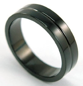 Hip Hop Plain Black Stainless Steel Mens Ring MR039