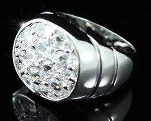 Cubic Zirconia Stud 18K White Gold Plated Mens Ring MR050