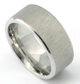 Mens Plain Brush Silver Colour Stainless Steel Band Ring MR061