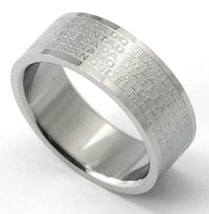 Religious Cross Bible Quote Stainless Steel Mens Ring MR066