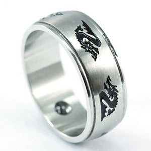 Double Dragon Magnetic Stainless Steel Mens Ring MR091