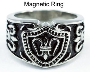 Vintage Gothic Cross Design Magnetic Therapy Stainless Steel Mens Ring MR103