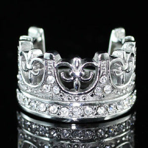 Royal Crown Cross Ring Cubic Zirconia Studs Stainless Steel Mens Ring MR104