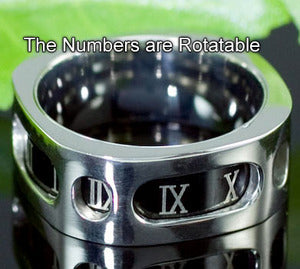 Gothic Roman Number Stainless Steel Spin Mens Ring MR109