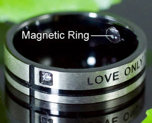 Love Only You Cubic Zirconia Magnetic Health Stainless Steel Band Mens Ring MR114