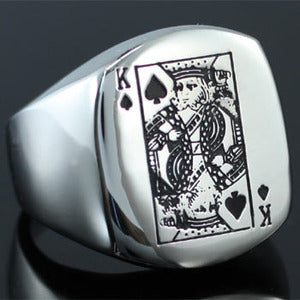 Poker Card King Stainless Steel Magnetic Mens Ring MR136