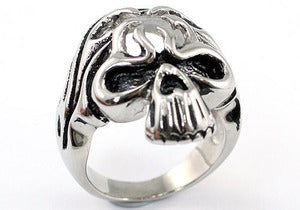 Biker Silver Tone Skull Magnetic Health Stainless Steel Mens Ring MR150