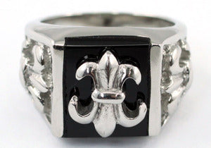 Silver Black Tone Gothic Cross Magnet Health Stainless Steel Mens Ring MR160
