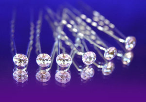 6 X Bridal Wedding Light Purple Crystal Hair Pins XP1072