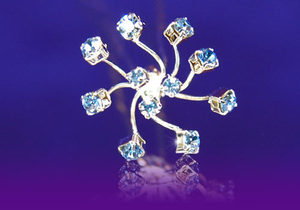 6 X Bridal Wedding Flower Blue Crystal Hair Pins XP1082