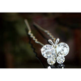 6 pcs Set X Wedding Butterfly Crystal Hair Pins XP1149