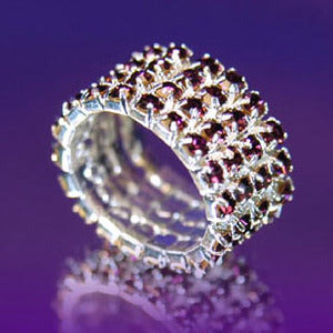 4 Row Purple Stretch Bridal Fashion Rhinestone Ring XR916