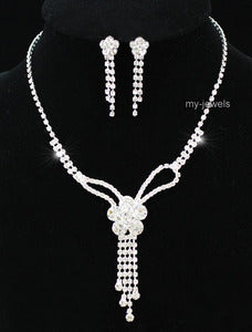 Wedding Flowers Crystal Necklace Earrings Set XS1165