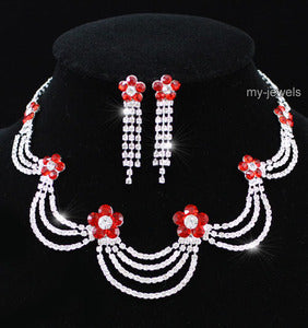 Queen Red Crystal Necklace Earrings Set XS1170
