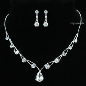 Wedding 10 Carat Crystal Necklace Earrings Set XS1191