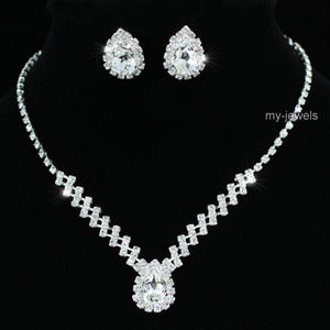Bridal 5 Carat Crystal Necklace Earrings Set XS1193