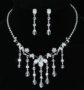Bridal Handmade Crystal Necklace Earrings Set XS1197