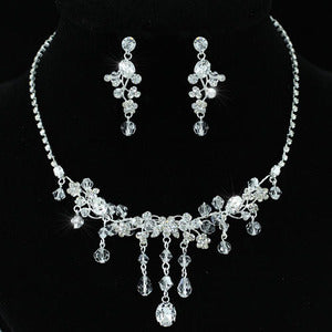 Bridal Wedding Handmade High Quality Crystal Necklace Earrings Set XS1198