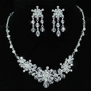 Bridal Handmade Crystal Necklace Earrings Set XS1199