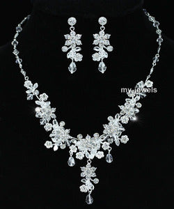 Bridal Handmade Crystal Necklace Earrings Set XS1219