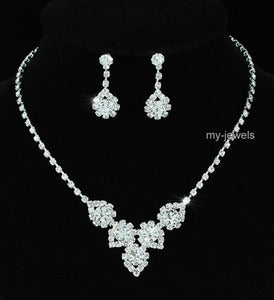 Bridal Wedding Sparkling Crystal Necklace Earrings Set XS1222