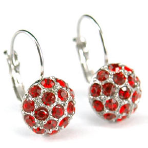 Red Ball Dangle Earrings use Swarovski Crystal XE099