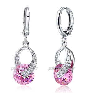 Dangle 2 Carat Pink Created Sapphire Earrings XE167
