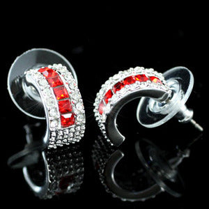 Red Ruby Huggie Earrings use Swarovski Crystal XE231