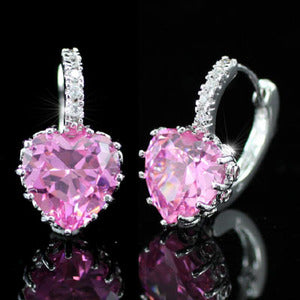 3 Carat Pink Heart Created Sapphire Huggie Earrings XE235