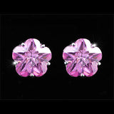 3 Carat Flower Pink Created Sapphire Stud Earrings XE239