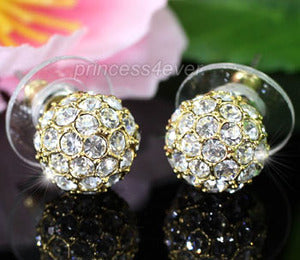 Ball Stud Gold Plated Earrings use Austrian Crystal XE268